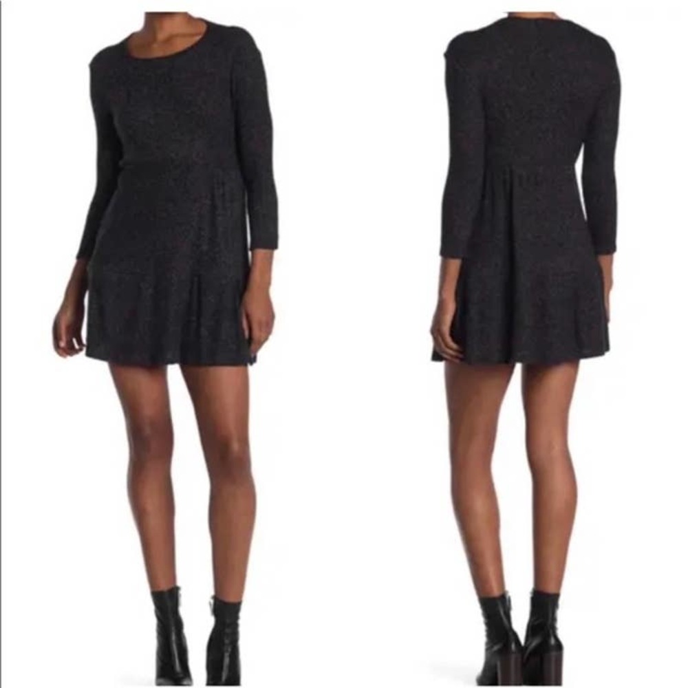 Max + Ash NWT heathered black babydoll sweater dress medium - Picture 7 of 7